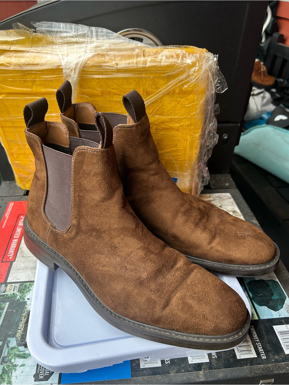 H & M Men’s Brown Suede Chelsea Slip On Boots Boots Size 43/10US - Picture 5 of 16